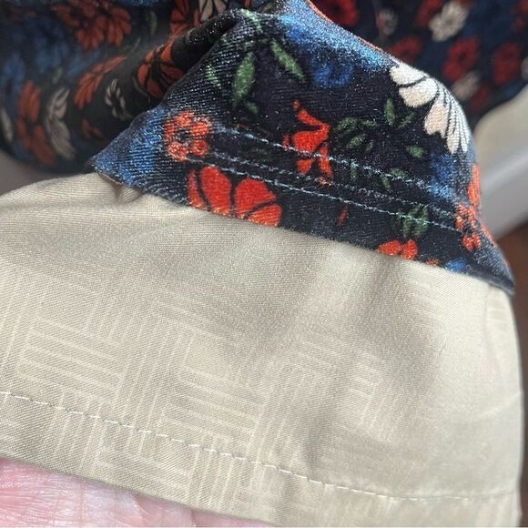 Topshop Mockneck Navy Floral Velvet Dress Long Sleeves A-Line Fit and Flare 4 - Picture 8 of 10